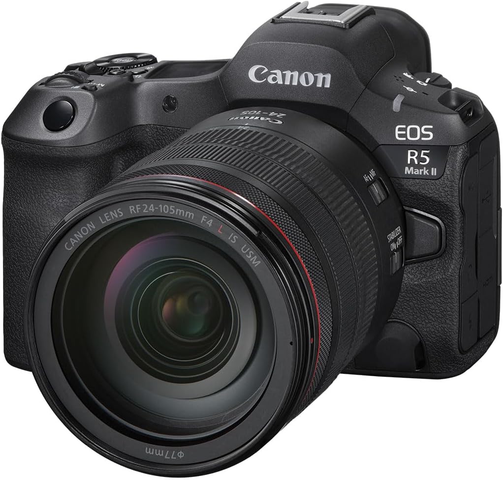 Canon EOS R5 Mark II Mirrorless Camera with RF24-105mm F4 L is USM Lens, Full-Frame Back-Illuminated Sensor, 45MP, 8K Video, Photography and Video, Hybrid Camera, Black - Image 2