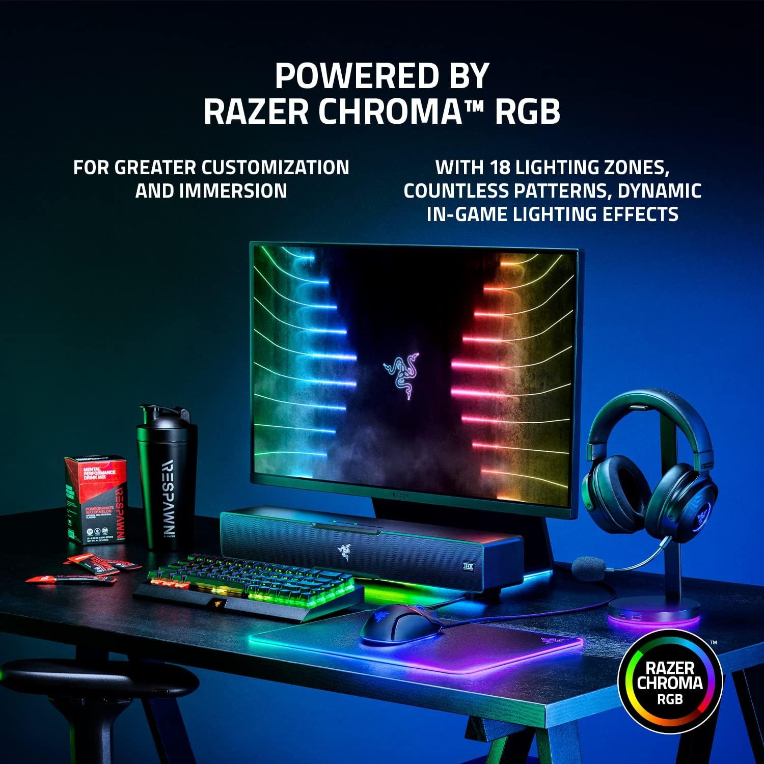 Razer Leviathan V2: Multi-Driver PC Gaming Soundbar with Subwoofer - THX Spatial Audio - Compact Design - Chroma RGB - Bluetooth 5.2 - for Desktop/Laptop, Smartphones, Tablets & Nintendo Switch - Image 7