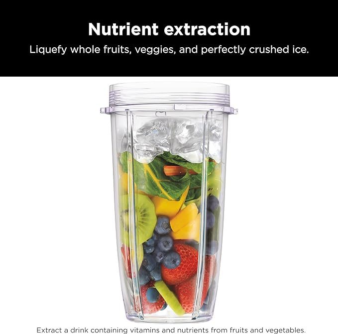 Ninja | Blender | Nutri Pro | Single Serve | For Smoothies, Salsa, Shakes and Frozen Drinks | Includes 2 Smoothie Cups & Lids | Crushes Ice, Fruit & Veggies |Silver | BN401 - Image 3