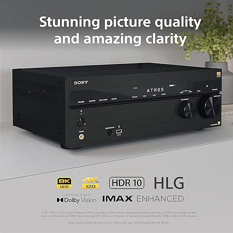 Sony STR-AN1000 7.2 CH Surround Sound Home Theater 8K A/V Receiver: Dolby Atmos, DTS:X, Digital Cinema Auto Calibration IX, Bluetooth, WiFi, Google Chromecast, Spotify connect, Apple AirPlay, HDMI 2.1 - Image 2
