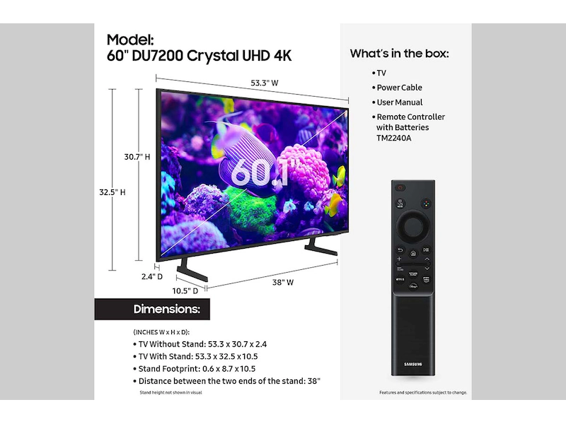 Samsung - 60" Class DU7200 Series LED 4K UHD Smart Tizen TV - Image 4