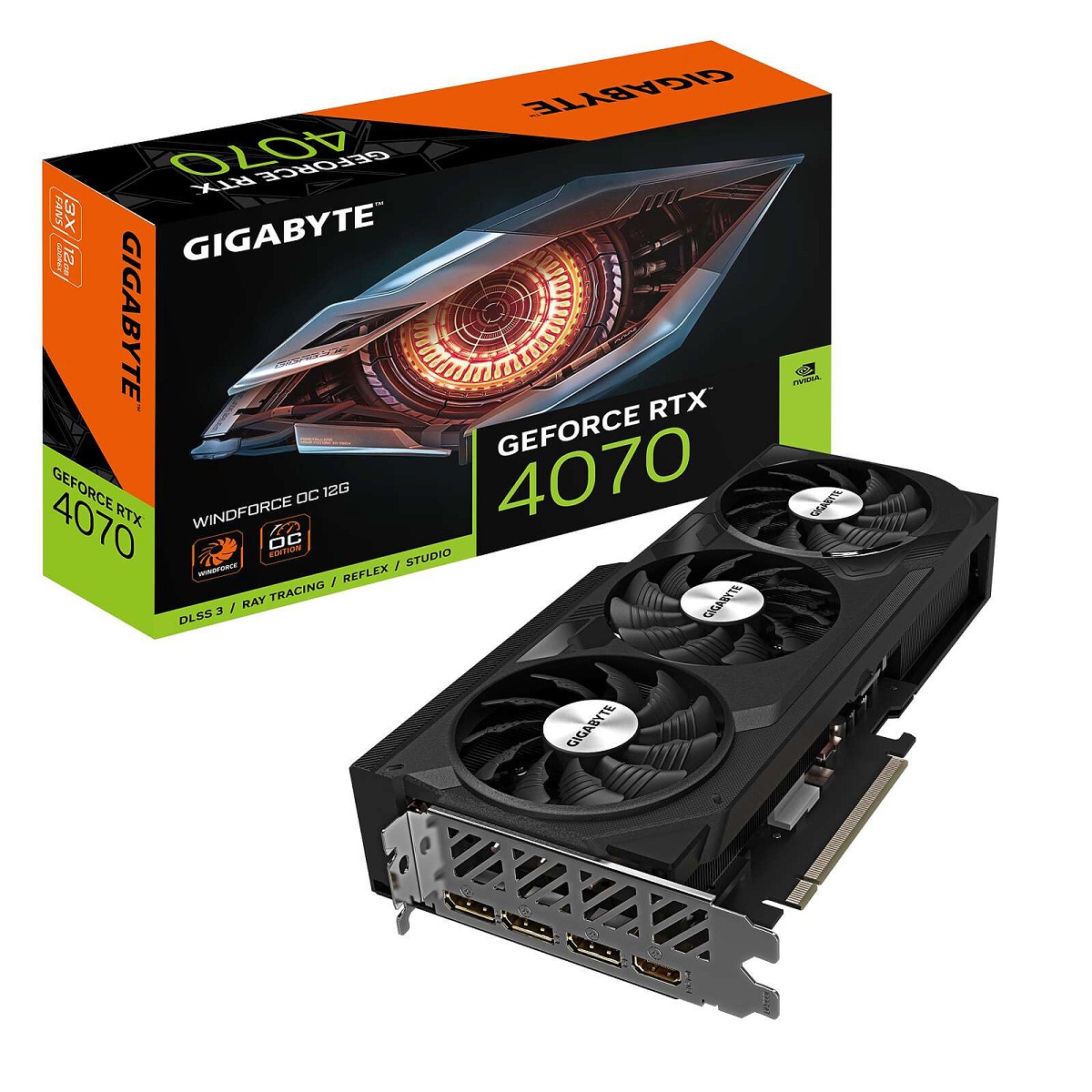 GIGABYTE - NVIDIA GeForce RTX 4070 WINDFORCE OC 12G GDDR6X PCI Express 4.0 Graphics Card - Black