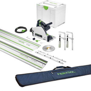 Festool TS 55 FEBQ-Plus 240V Plunge Saw with 2 x FS/1400 1.4m Guide Rails, 2 x Connectors, and Rail Bag, New