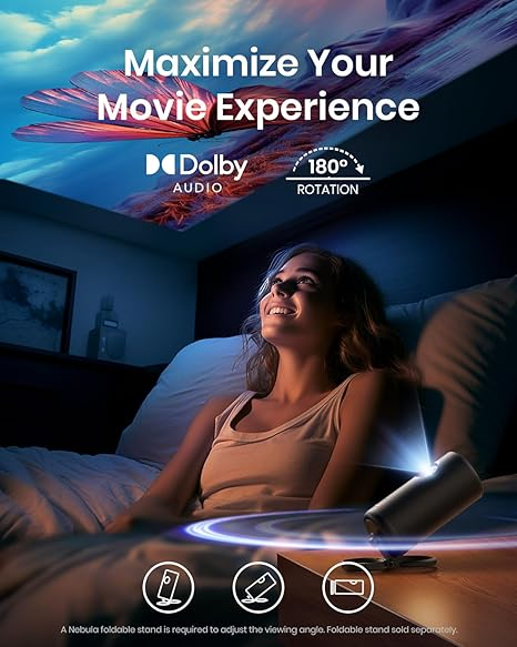 NEBULA Capsule 3 Laser Projector, Upgraded with Google TV and Official Netflix, Mini Smart TV Projector with Wi-Fi, Outdoor Portable Projectors, Dolby Digital, 120-Inch Screen, 2.5H Built-In Battery - Image 5