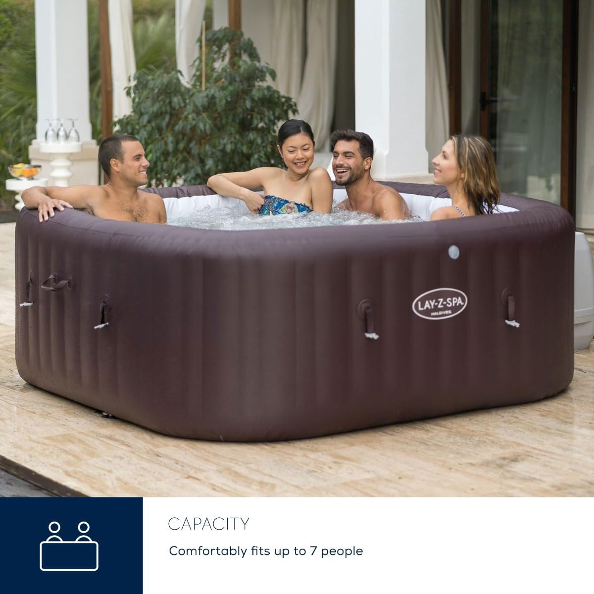 Lay-Z-Spa Maldives Luxury Hot Tub, 8 HydroJet Pro Massage System Inflatable Spa with LED Lights, Foot Massager and Freeze Shield Technology, 5-7 Person - Image 6