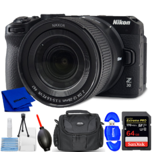 Nikon Z30 Mirrorless Camera with Z DX 12–28mm f/3.5–5.6 PZ VR Lens Bundle, Brand New