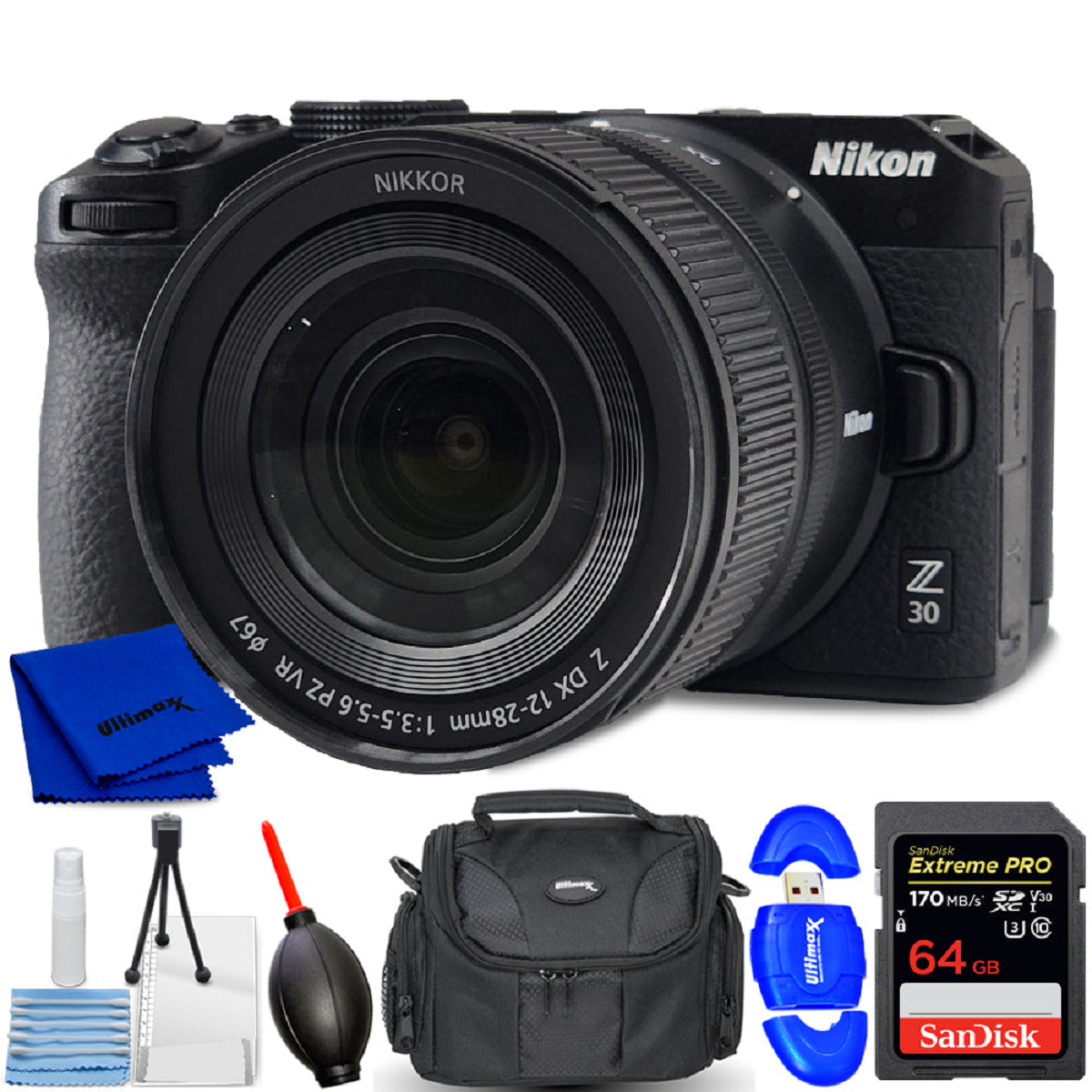 Nikon Z30 Mirrorless Camera with Z DX 12–28mm f/3.5–5.6 PZ VR Lens Bundle, Brand New