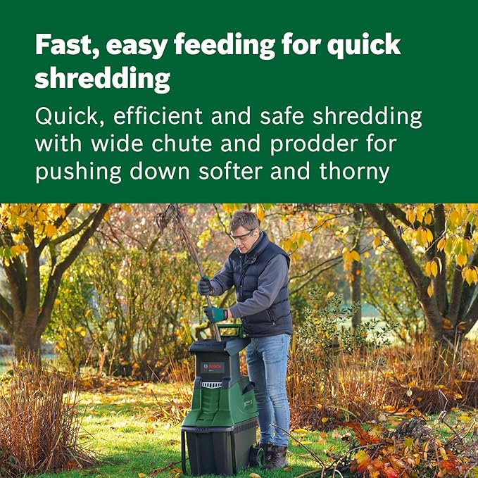 Bosch Garden Shredder AXT 25 TC (2500 W, Plunger for Trimmed Material, 53-Litre Collection Box, Material Throughput: 230 kg/h, Max. Cutting Capacity: Dia. 45 mm, in Carton Packaging), Brand New - Image 3