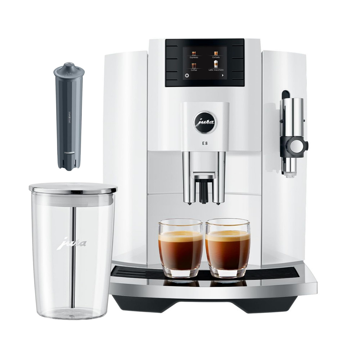 JURA E8 Automatic Coffee Machine – Piano White, Brand New